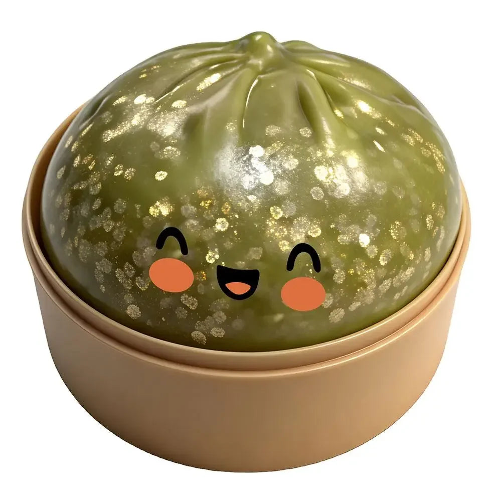 Realistic Giant Dumpling Squeeze Toy with Bamboo Steamer Soft TPR Dough Ball Decompression Fidget Toy Funny Creative Gift