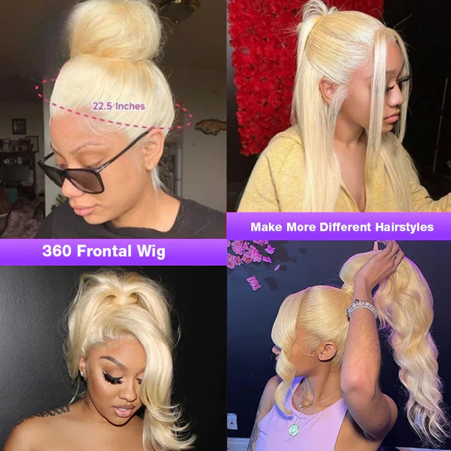 13x4 13x6 360 HD Transparent 613 Honigblond Farbe Spitze Front Echthaar Perücken für Frauen Rohes brasilianisches glattes Lace Frontal Perücke