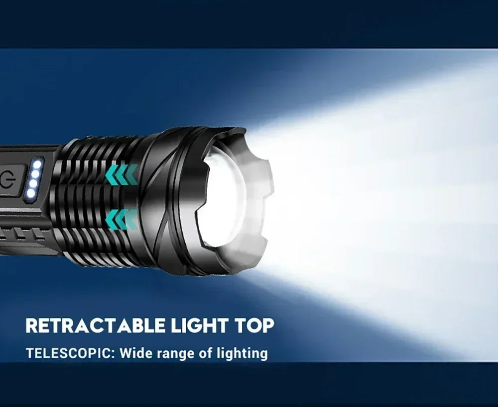 5 LED High Power Led Flashlights Rechargeable Camping Torch 5 Lighting Modes For Outdoor Camping Adventure Lamp with Side Light