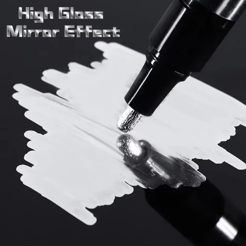 5/1pcs Chrome Pen Marker Mirror Waterproof Paint Repair For Rock Ceramic Glass Metallic Gold/Silver 2mm Nib - Shoppiline