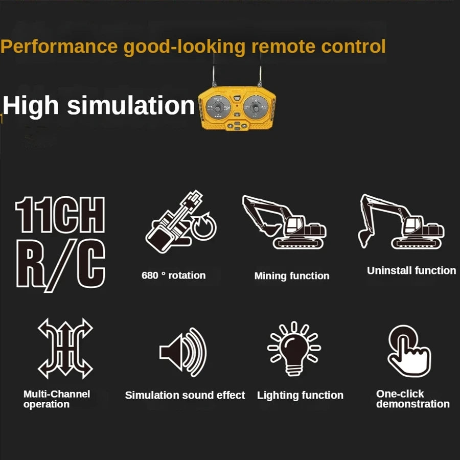 4WD Remote Control Excavator 4x4 Alloy Dump Truck Bulldozer Radio Model RC Car Construction Vehicle Toy Children Kids Gifts - Shoppiline