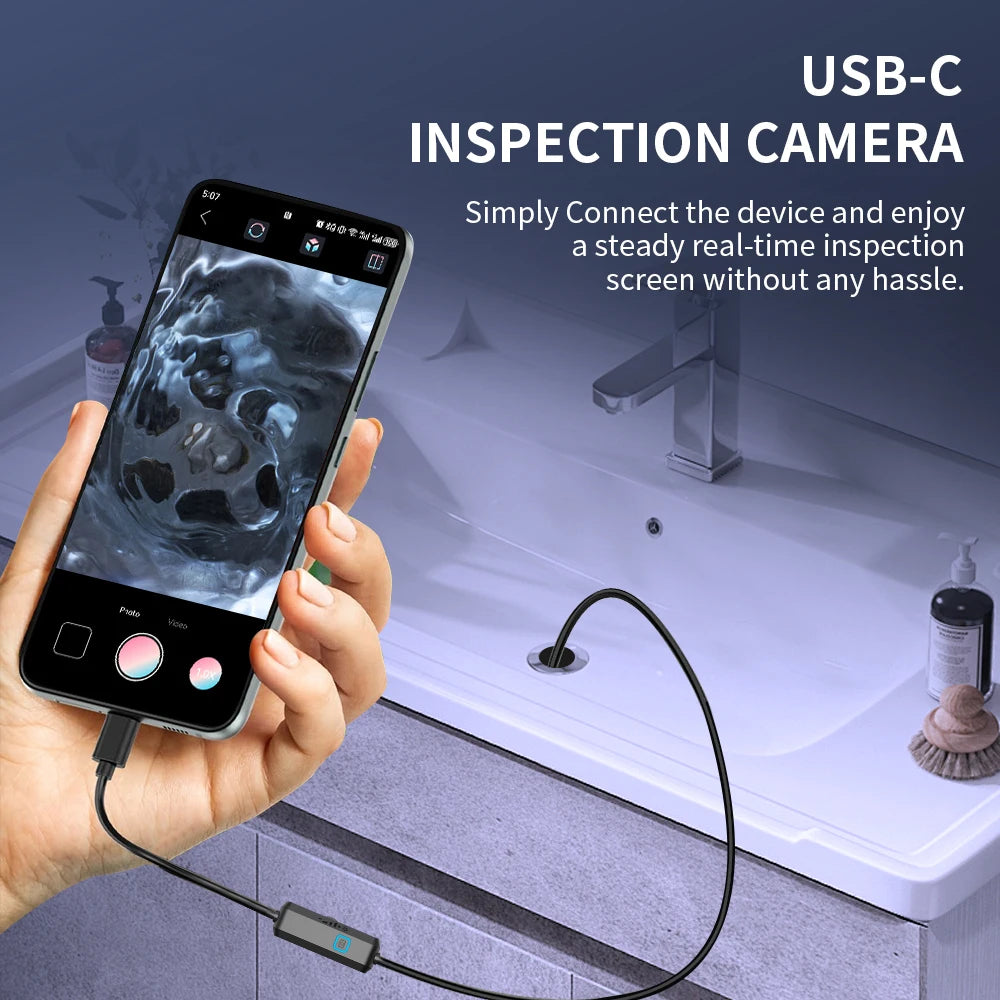 7MM TYPE-C Android Endoscope Camera IP67 Waterproof 6 LED Adjustable Borescope Mini Camera with 6 LEDs