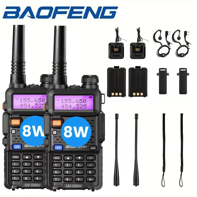 1/2PCS BaoFeng UV-5R 8W Tri-Power Walkie Talkie High Power Dual Band Long Range 128 CH Portable Handheld UV 5R Ham Two Way Radio - Shoppiline