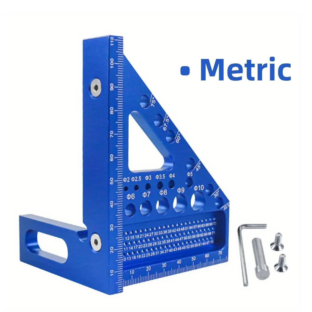 3D Multi-Angle Metric/Inch Measuring Ruler, 45/90 Degree Aluminum Alloy Square Protractor, High Precision Layout Measuring Tool - Shoppiline