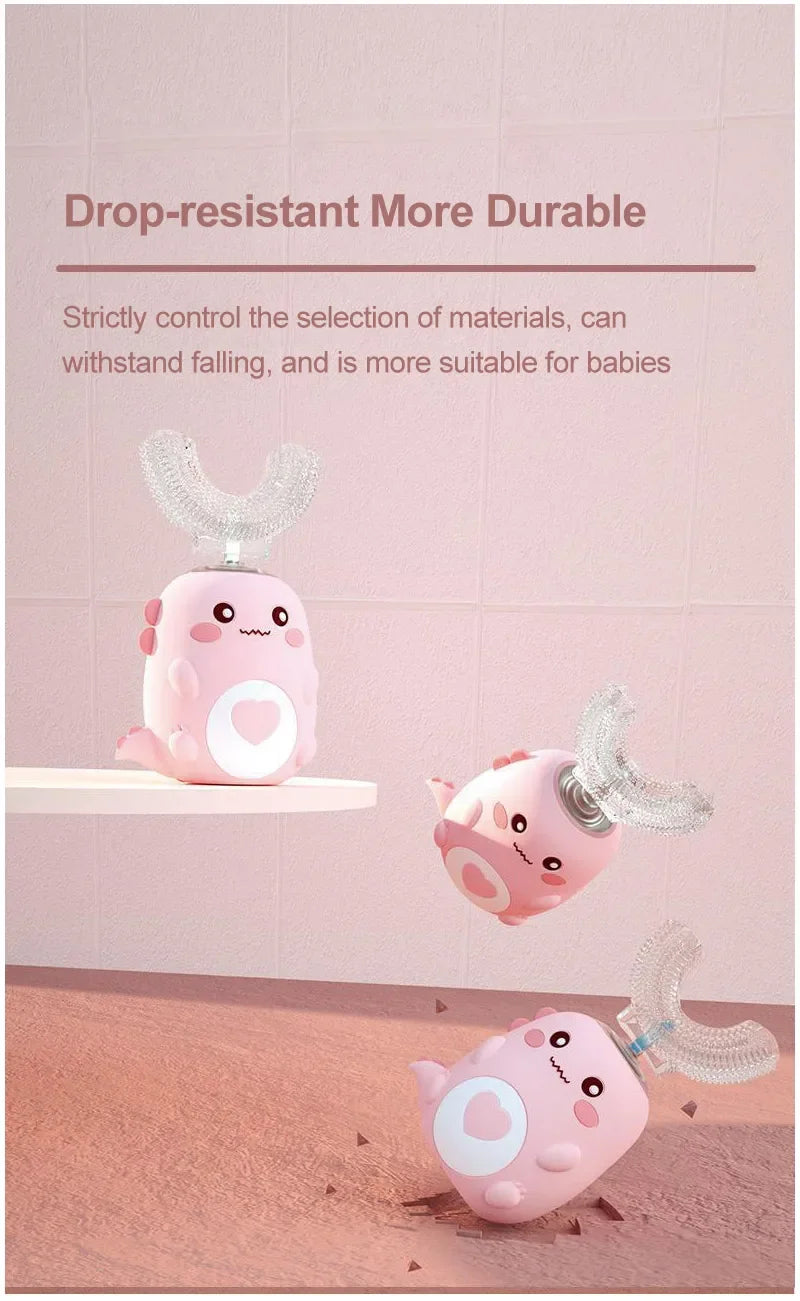 Kids U-Shaped Electric Toothbrush, Food Grade Silicone 360° Automatic Clean USB Charging Smart Oral Care Children Toothbrush