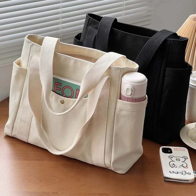 Large Capacity Canvas Tote Bags for Work Commuting Carrying Bag College Style Student Outfit Book Shoulder Bag Shopping Bag