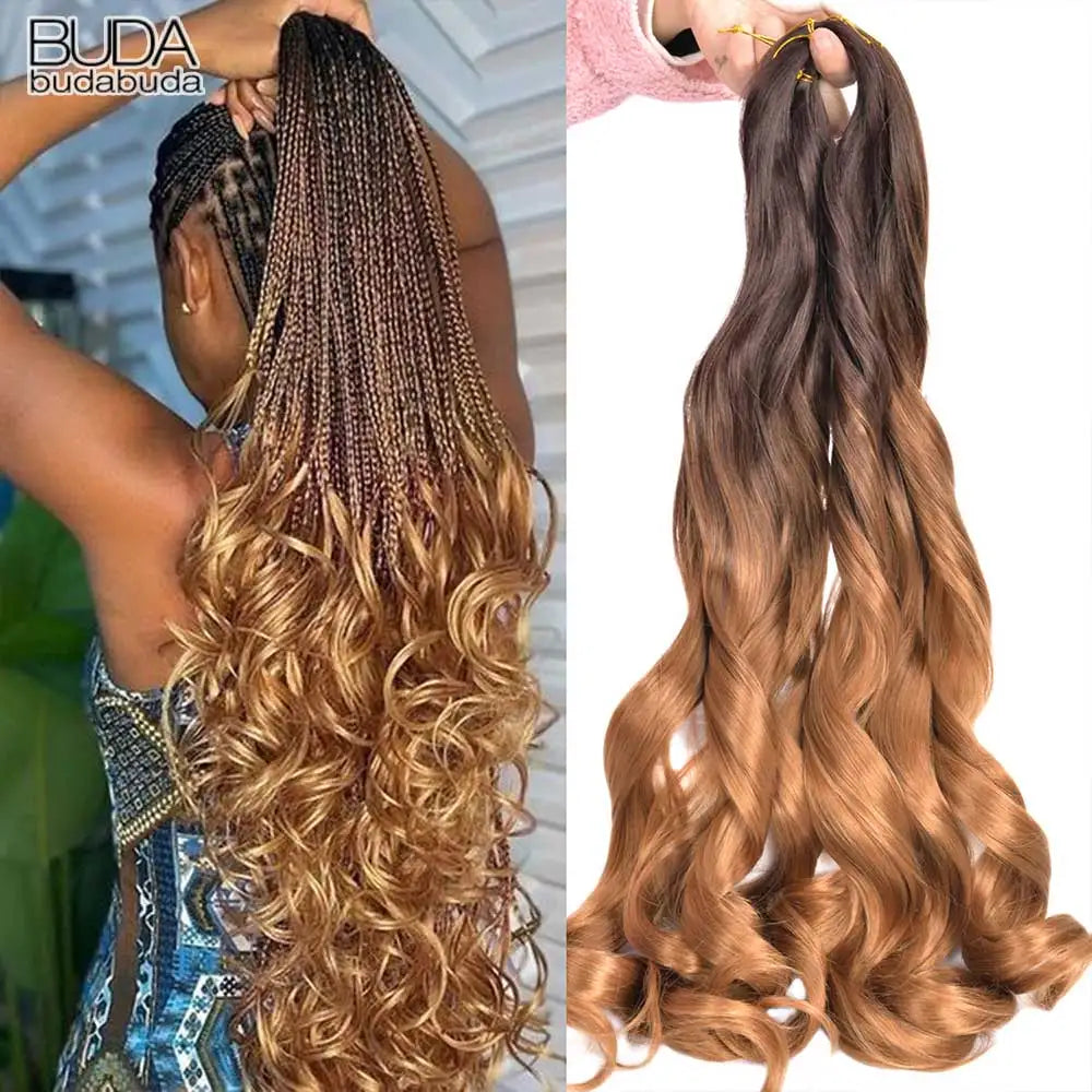 French Curls Braiding Hair Extensions Synthetic Hair Loose Wave Spiral Curl Braids High Temperature Ombre Pre Stretched Hair