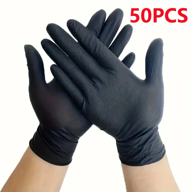 8mil Nitrile Gloves Thick 30/50PCS Industrial Disposable Gloves with Diamond Textured Latex Free Heavy Duty Mechanic Auto Gloves - Shoppiline