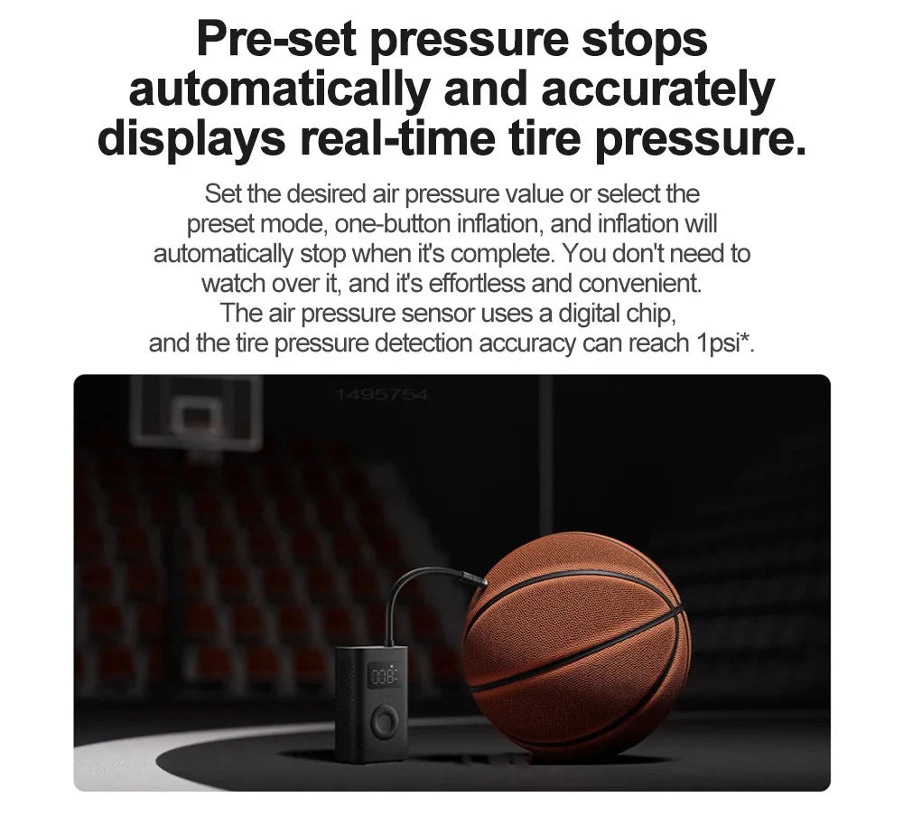 New MIJIA Inflatable Treasur Air Compressor 2D 2000mAh Portable Inflator Air Pump 2D For Bicycle Car Motorcycle Ball CN - Shoppiline