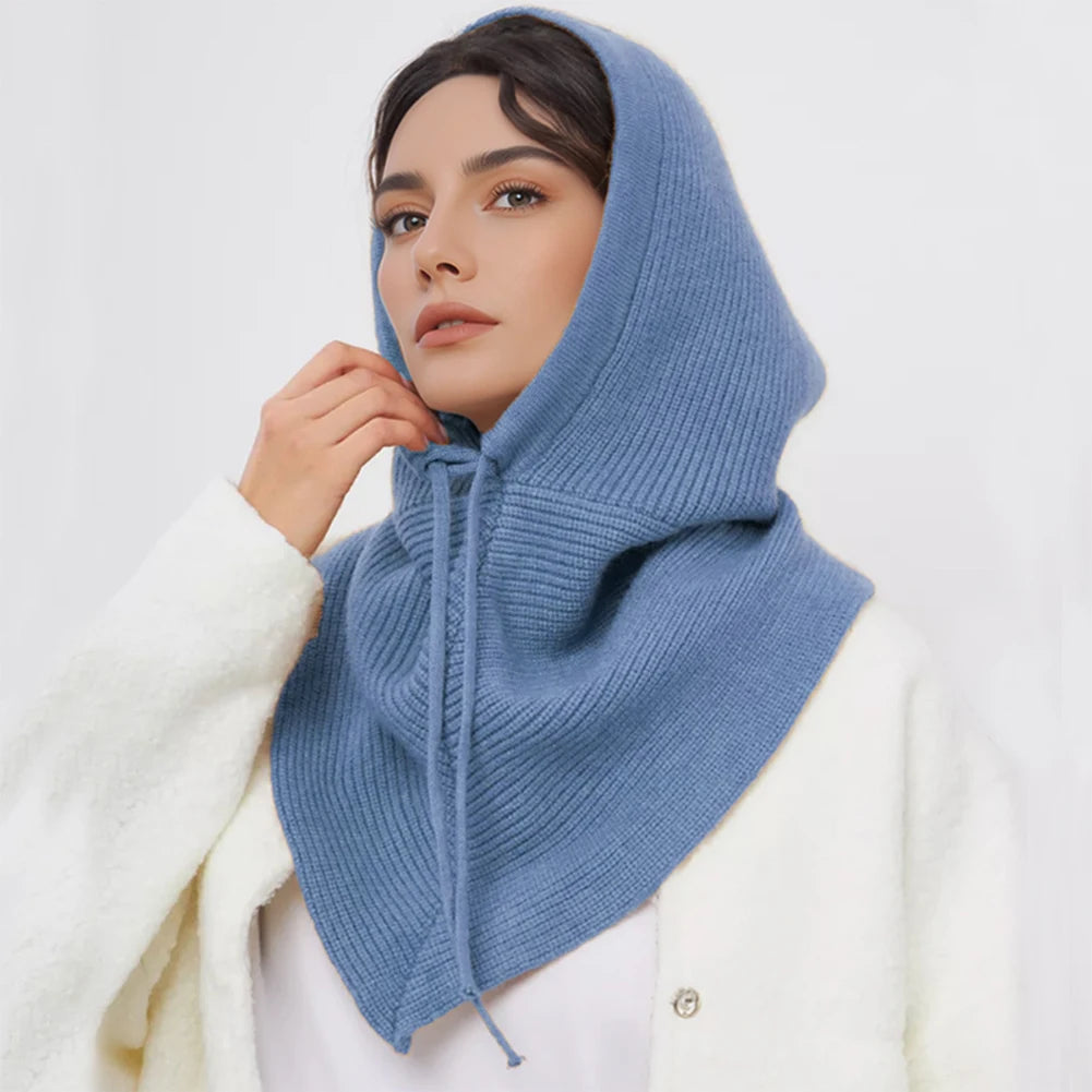 Cagoule d'hiver écharpe pour femme bonnet tricoté chaud extérieur chaud une pièce col pour filles bonnets