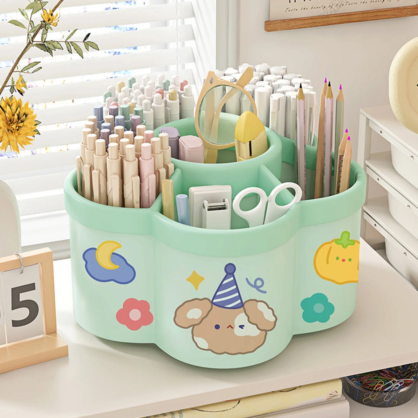 Rotating Pen Holder Desk Organizers Large Capacity Pen Storage Box Cosmetic Brush Organization Box Study Dormitory Accessories - Shoppiline