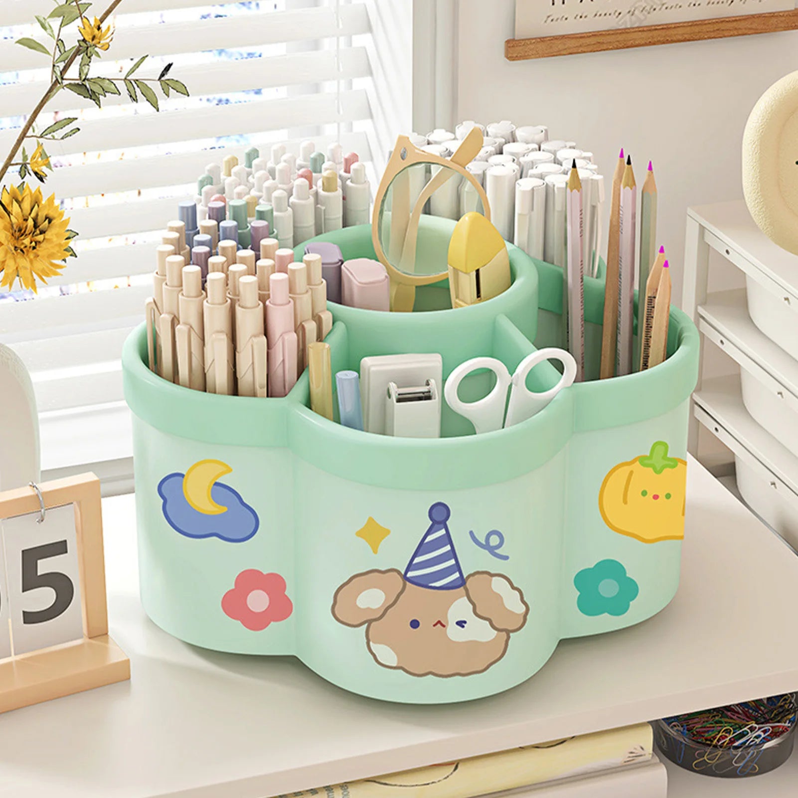 Rotating Pen Holder Desk Organizers Large Capacity Pen Storage Box Cosmetic Brush Organization Box Study Dormitory Accessories - Shoppiline