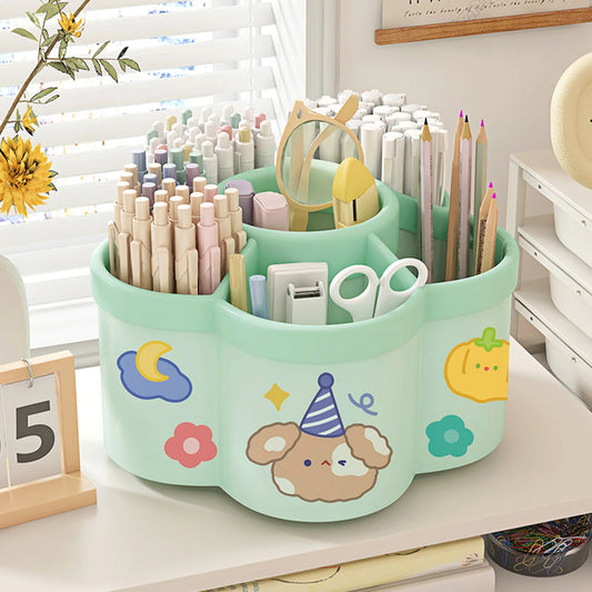 Rotating Pen Holder Desk Organizers Large Capacity Pen Storage Box Cosmetic Brush Organization Box Study Dormitory Accessories - Shoppiline