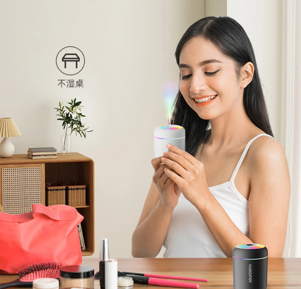 USB Air Humidifier LED Desktop Cool Mist Sprayer Aroma Diffuser Essential Oil Purifier for Home Bedroom - Shoppiline