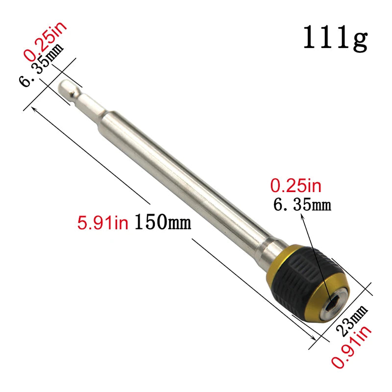 Large Head Pop-up Quick Release Self-locking Hexagonal Handle Extension Rod Electric Drill Driver Conversion Screwdriver Tool