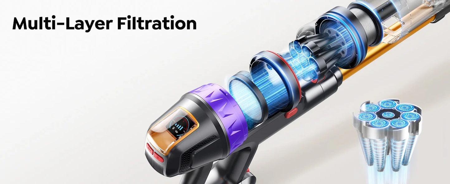 BUTURE VC90 600W 65KPA Suction Power Cordless Vacuum Cleaner Handheld smart Home appliance Removable Battery Mite removal brush