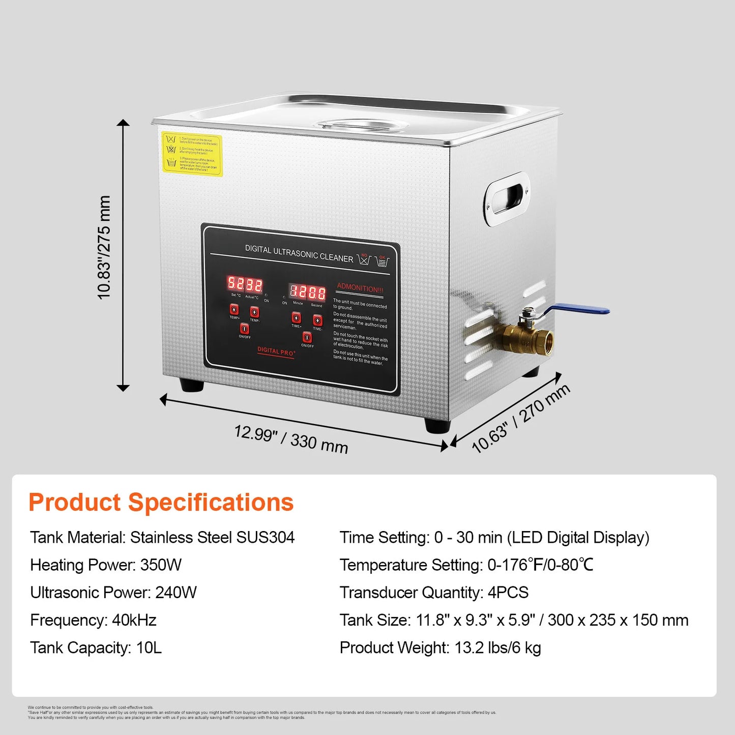 SucceBuy 2L 3L 6L 10L 22L 30L Ultrasonic Cleaner Stainless Steel Portable Cleaning Washing Machine Ultrasound Home Appliance