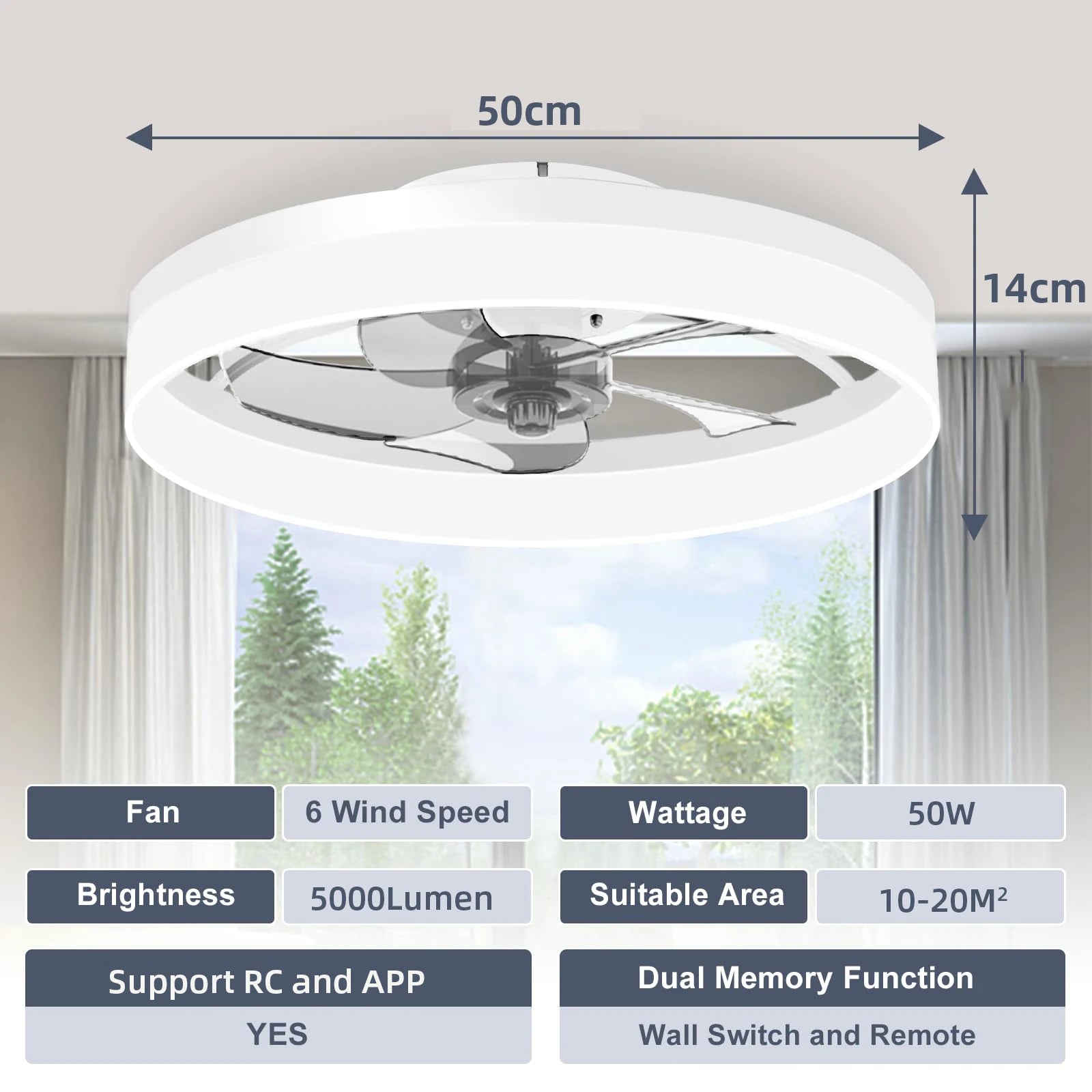 Simple LED Ceiling Fan Light Remote Control with Infinite Dimming 6 Levels of Wind Speed Living Room Bedroom chandelier fan - Shoppiline