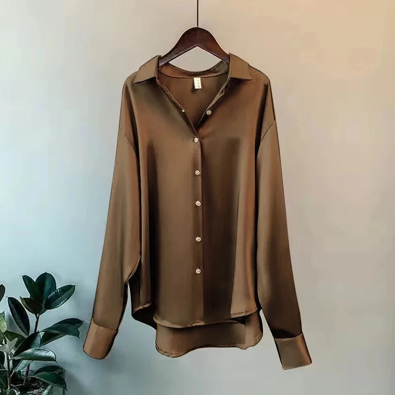 2025 Printemps Chemises et Blouses Nouveaux Cardigans Pullover Femme Haut Tricoté Coréen Manches Longues Revers Bouton Élégance Doux Manteaux Décontractés