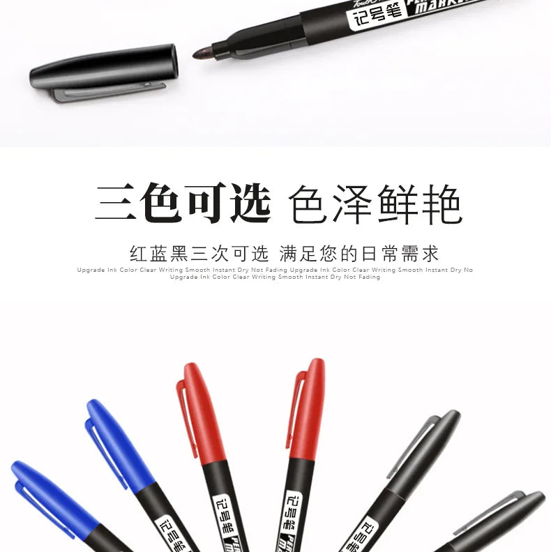 6 PCS Permanent Marker Pen Manga Drawing Markers Black Blue Red Waterproof Ink Sketch Pens Stationery Art School Supplies - Shoppiline