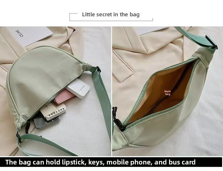 New Simple and Casual Solid Color Nylon Large Capacity Women's Dumpling Bag Shouldercrossbody bag shoulder bag large capaci Bag