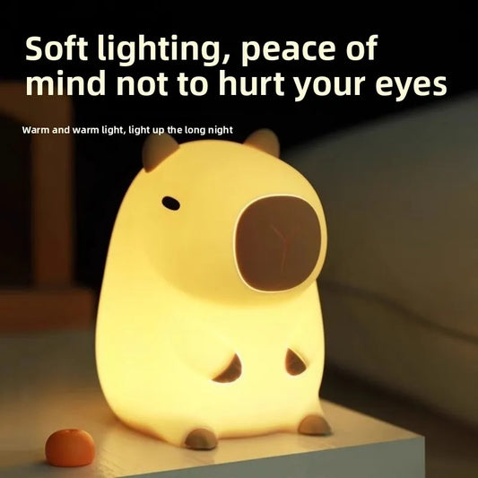 New Arrival Capybara Night Light Silicone Decorative Ornament Creative Gift Ambient Lamp for Home Decor Bedroom Desk Atmosphere - Shoppiline