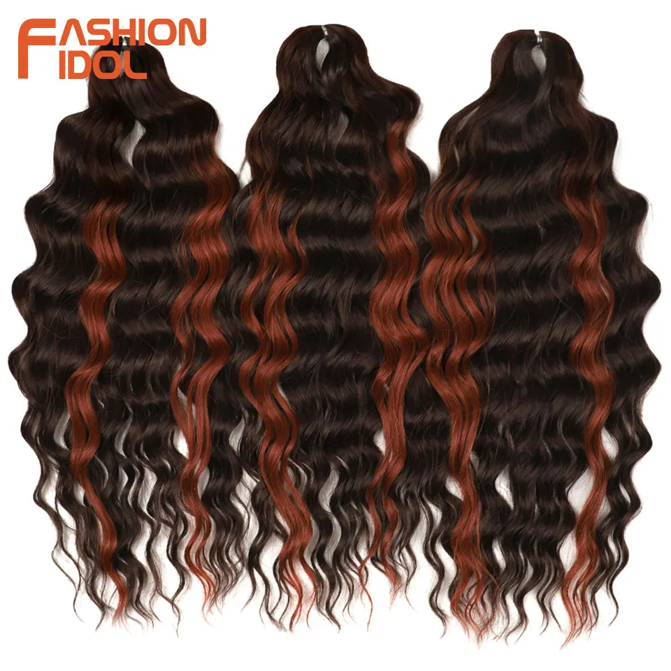 Anna Hair Extensions synthétiques de tresses Loose Deep Wave 24 pouces, cheveux tressés ondulés, cheveux bouclés torsadés au crochet Ombré Blond