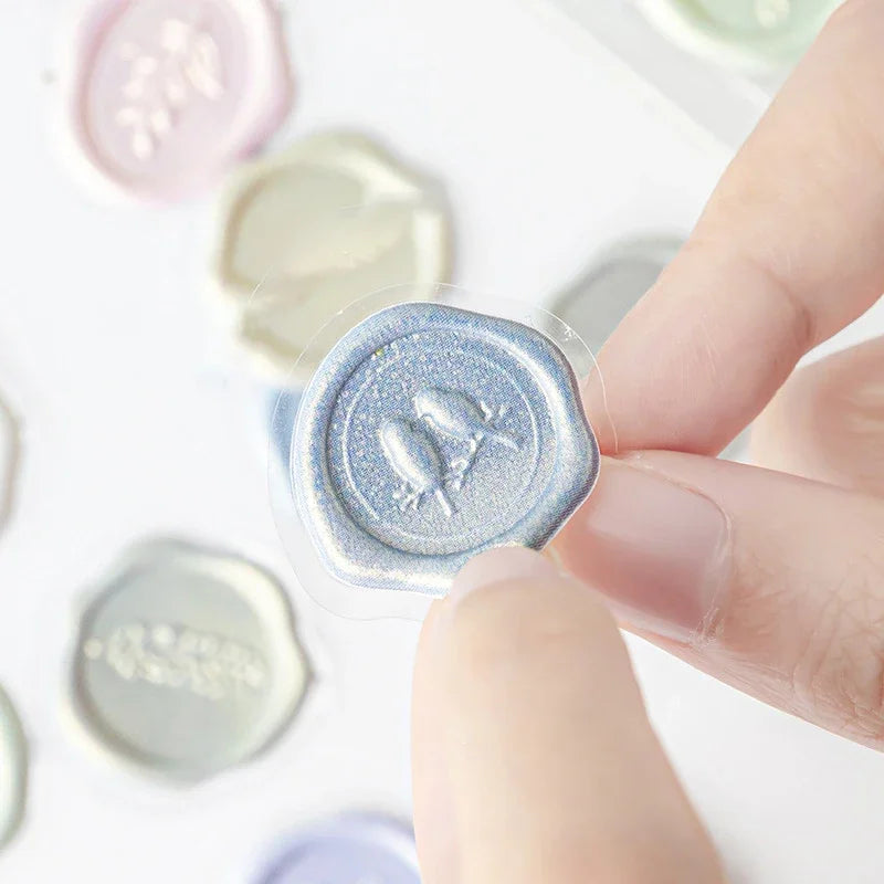 18pcs Wax Seals Stickers Vintage Envelopes Sealing Stamps Stickers Kawaii DIY Scrapbooking Journal Planner Sticky Label Tags