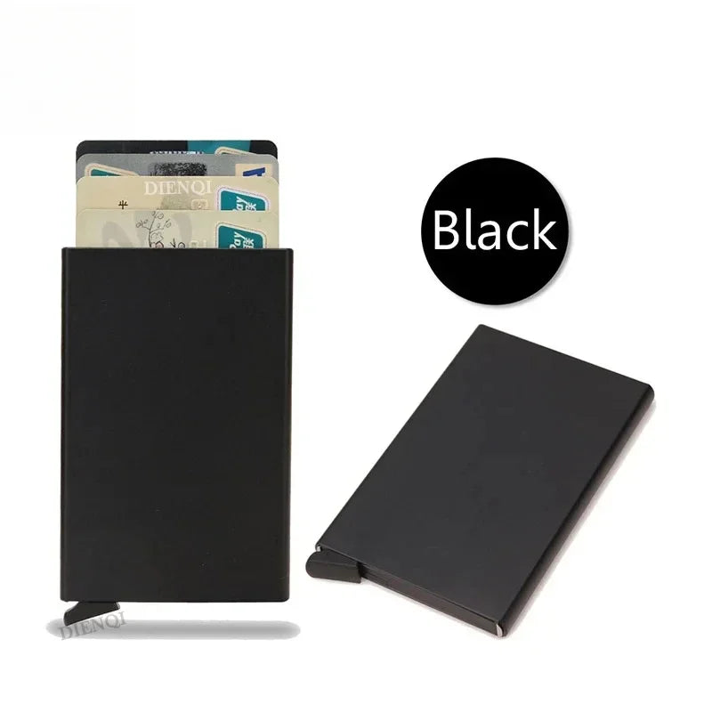 Small and Practical Pop Up Minimalist Smart Wallet Thin Slim RFID Credit Card Holder for Men Women Metal Purse Mini Wallets