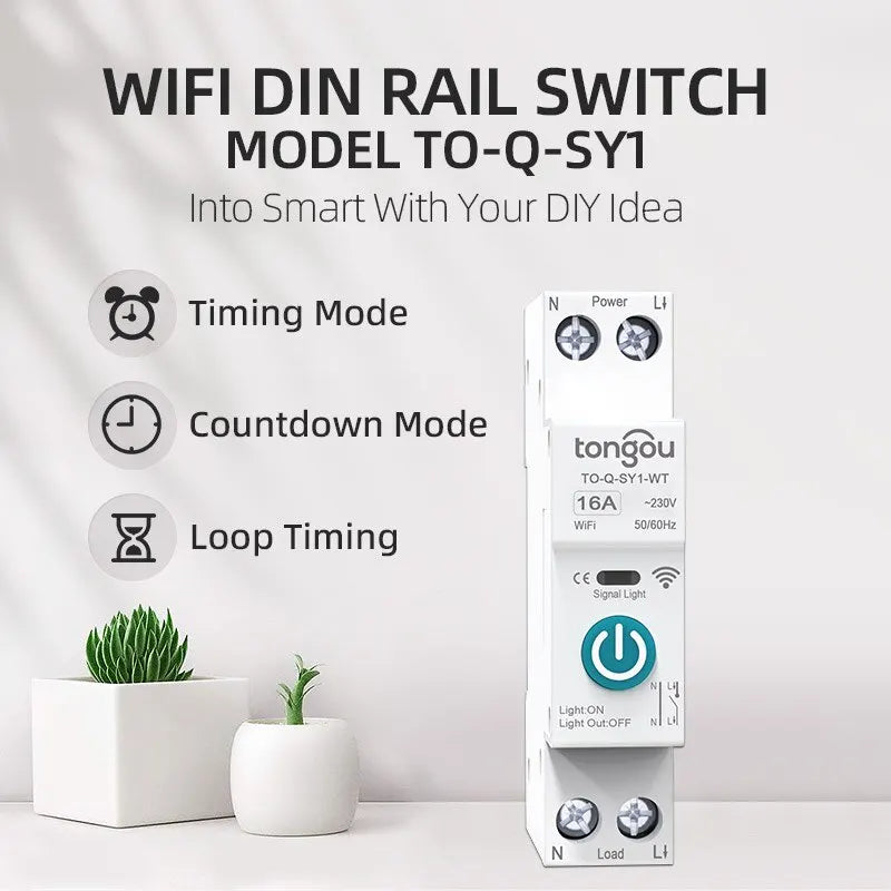 Tuya WiFi Smart Circuit Breaker 1P 63A DIN Rail for Smart Home Wireless Remote Control WiFi Switch by APP TONGOU Free Shipping - Shoppiline