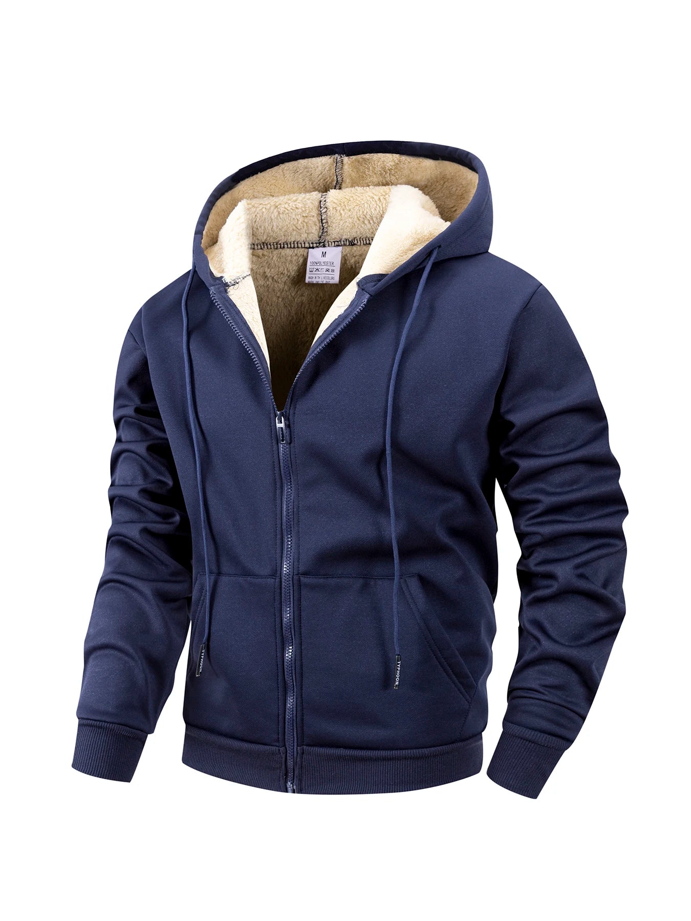 Herren Winter Reißverschlussjacke Fleece Warm Winddicht Kapuzenpullover Schwergewicht Strickjacke Lässig Sport Langarm Sweatshirts Kapuzenmantel
