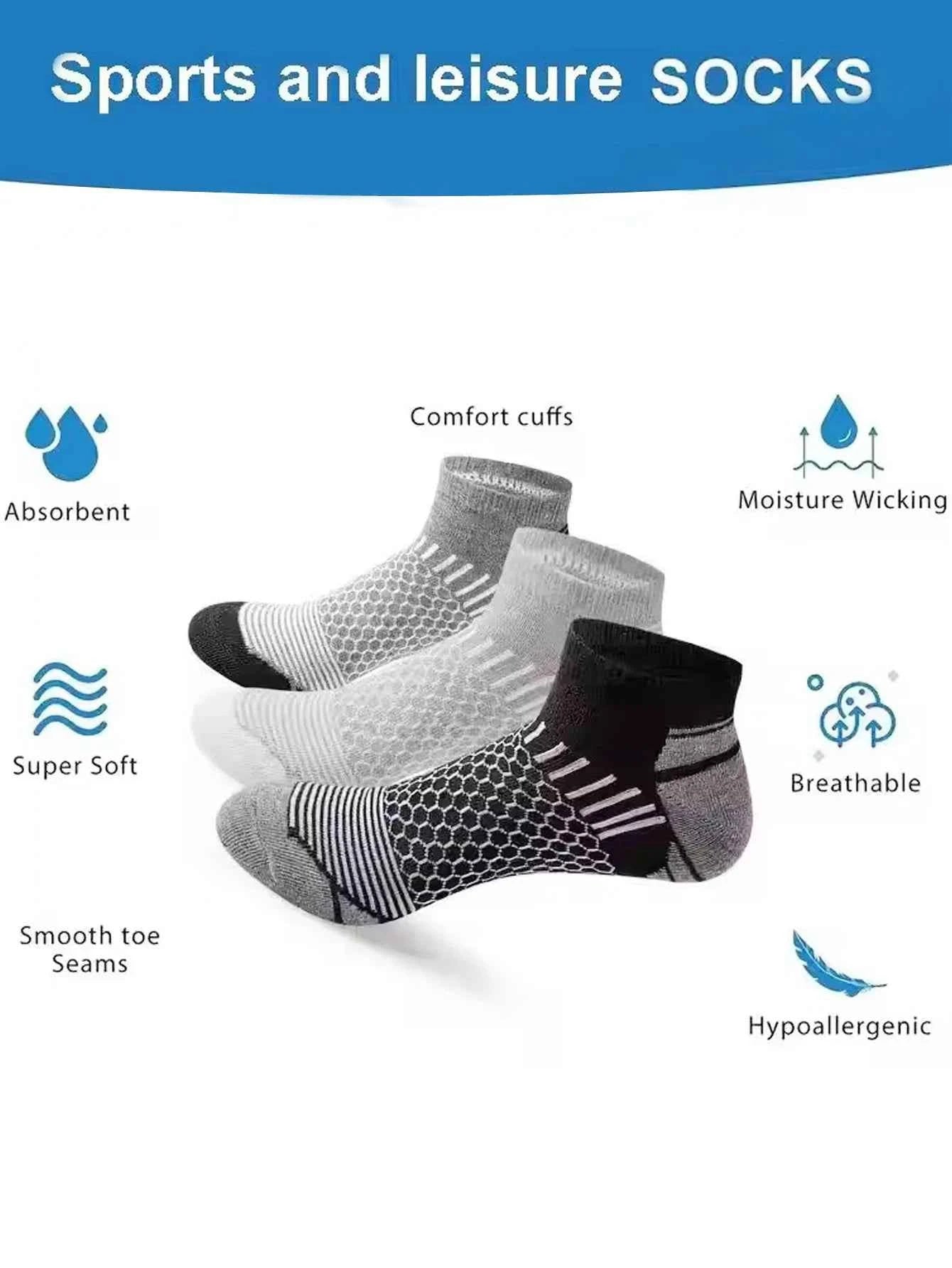 12Pairs High Qualit Athletic Socks Men's Ankle Socks Running Cyclling Waist Honeycomb Design And Firm Sports Leisure Socks Gifts