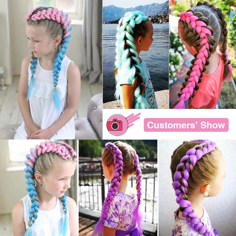 Extensions de cheveux synthétiques de 24 pouces, texture lisse Yaki, pour tresses Jumbo, boîte longue, pour femmes, Dreadlocks