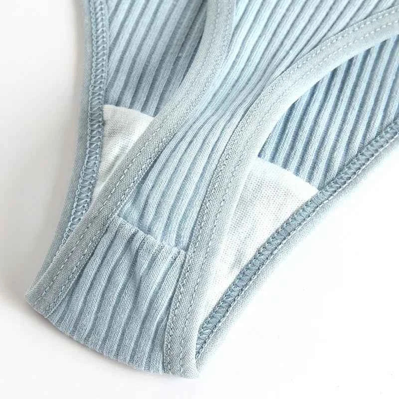 3Pcs/Set Thongs Women's Panties Striped Briefs Girls Solid Color Elastic Underwear Female Sexy Lingeries Hot Comfort G-string