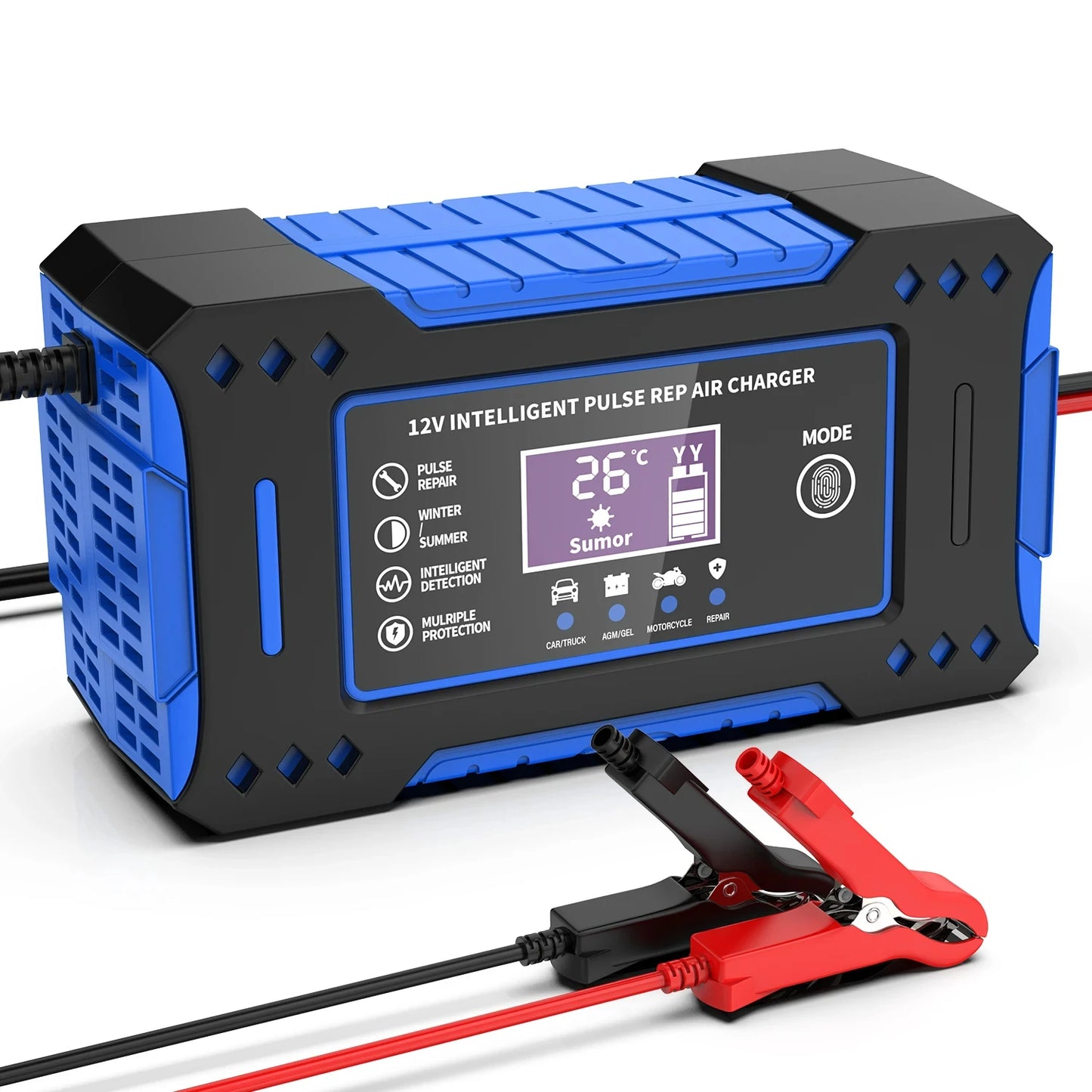 Batteriereparatur LCD-Anzeige 6A 12V Intelligentes Auto-Batterieladegerät Auto- und Motorrad-Batterieladeeinheit Blei-Säure