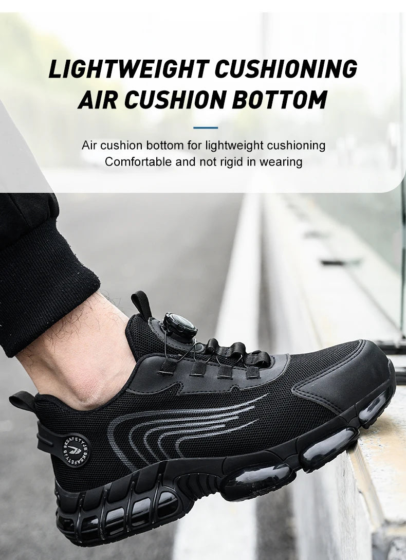Rotary Buckle Work Safety Shoes For Men and Women Air Soft Sole Lightweight Protective Work Sneakers Men Breathable Boots - Shoppiline