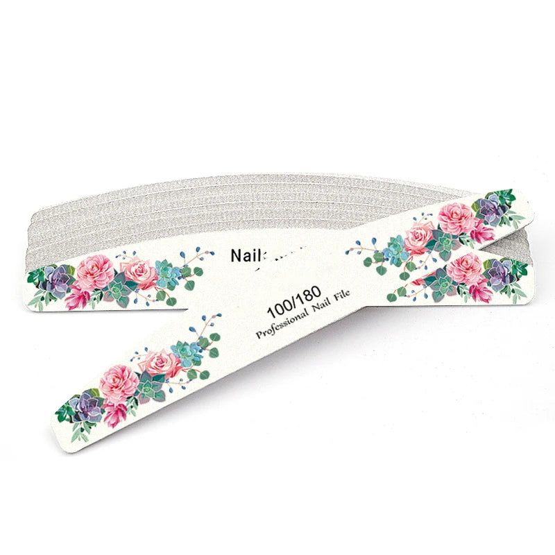 10pcs/Lot Wooden Nail Files Professional 100 180 240 Emery Board Manicure Buffer Grey Boat Double-sided Wooden Pedicure Buffers