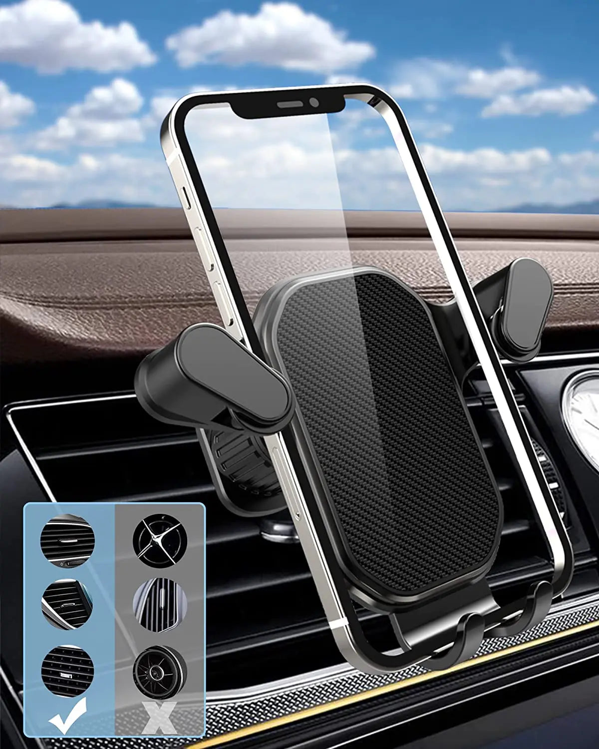Gravity Car Phone Holder Air Vent Clip Mount for 4.7-7 inch Smartphone Universal Shockproof Stand for iPhone Samsung Xiaomi