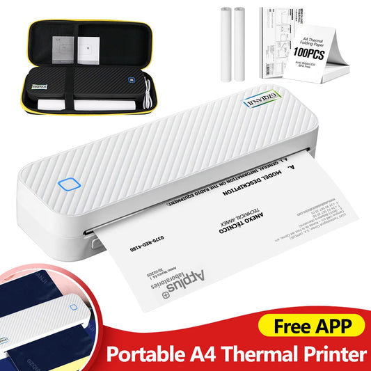 Portable A4 Thermal Printer Bluetooth Photos PDF Document Printing Machine Folded Rolls Paper For Office Work Home School Travel - Shoppiline