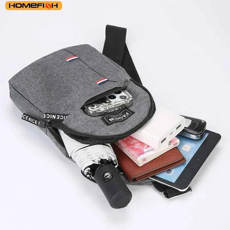 HOMEFISH Chest Bag Men's One Shoulder Crossbody Bag Large Capacity Outdoor Sports And Leisure Fashion Small Shoulder Bag Large