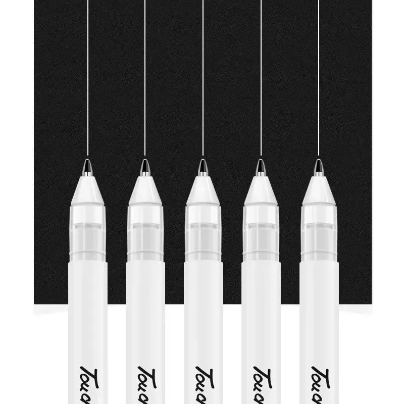 5x weiße Gelly Roll Gelstifte 0,8 mm Textmarker Kunstzeichnung Malstift Journaling weiße Tinte Linienstifte Schulbedarf