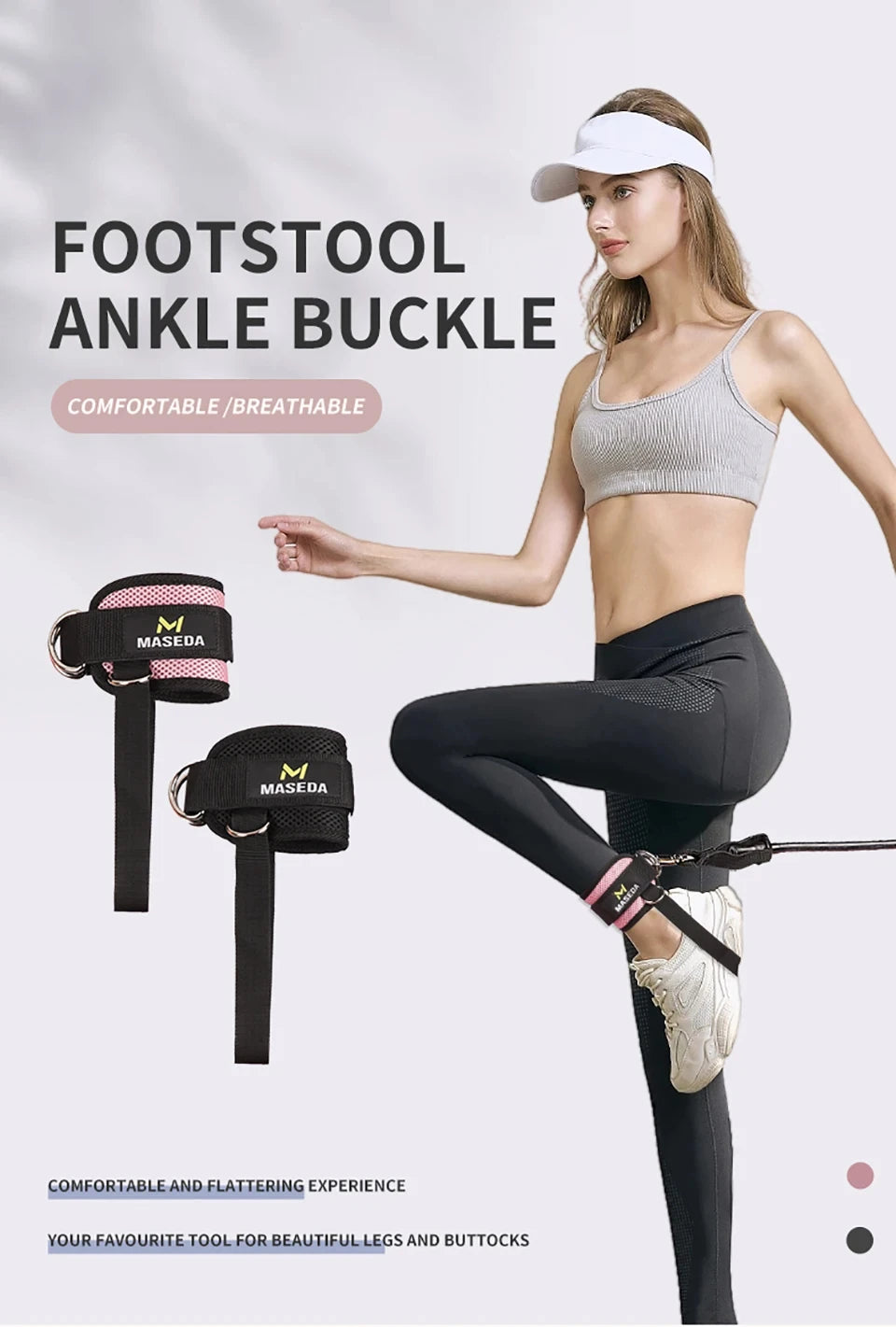 1Pcs Fitness Ankle Straps for Cable Machines Padded Ankle Cuffs for Leg Exercise WorkoutsFully Adjustable and Breathable Ankle