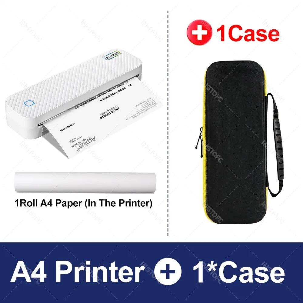 Portable A4 Thermal Printer Bluetooth Photos PDF Document Printing Machine Folded Rolls Paper For Office Work Home School Travel - Shoppiline