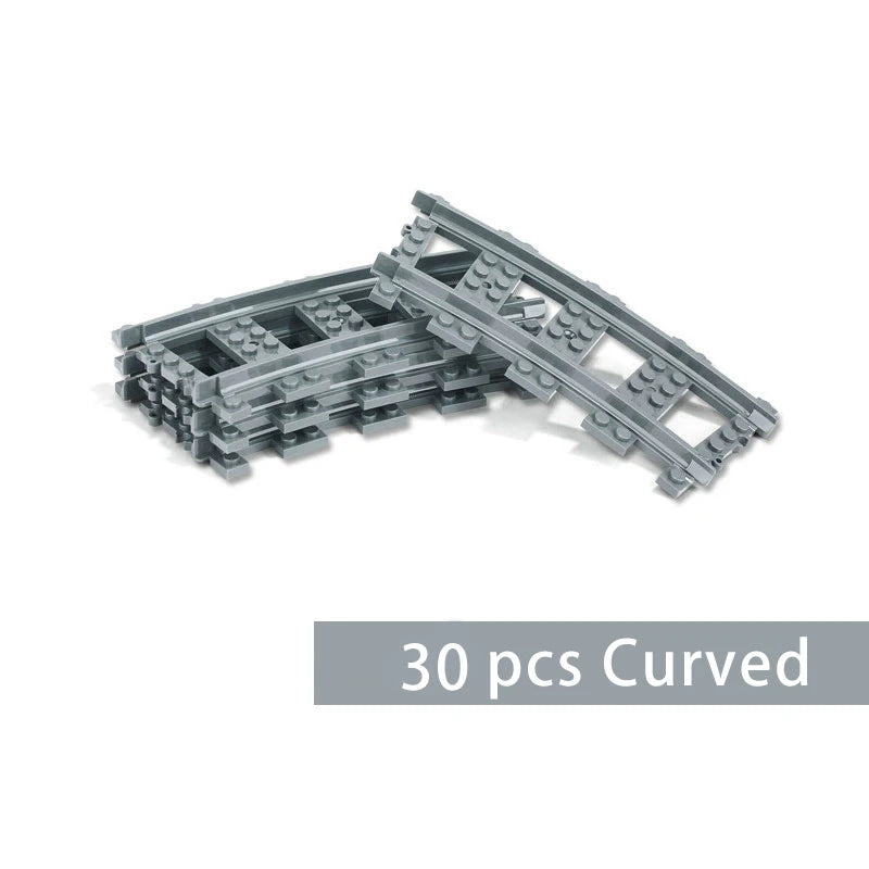 Straight Train Tracks Curved Accessories Car Blocks Building Sets DIY 10-100 Pcs Kids Toys MOC Bricks City Switch Rail Crossing