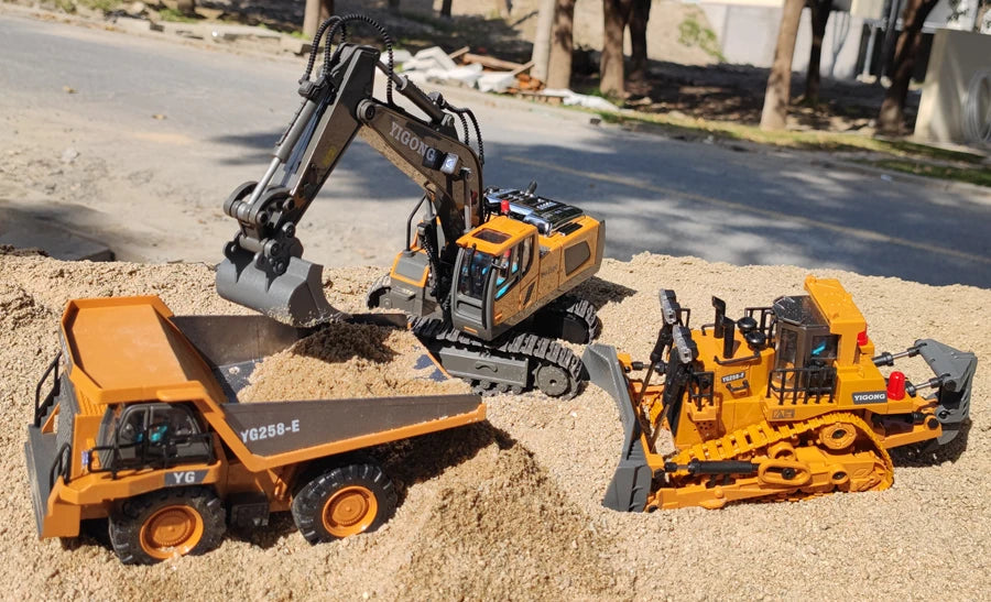 4WD Remote Control Excavator 4x4 Alloy Dump Truck Bulldozer Radio Model RC Car Construction Vehicle Toy Children Kids Gifts - Shoppiline
