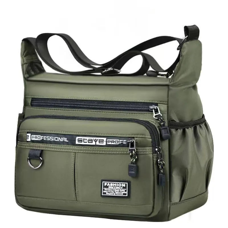 HOMEFISH Men's Cross-Body Bag with Multi-Layered Pockets, Adjustable Shoulder Strap, Business Single-Shoulder Bag