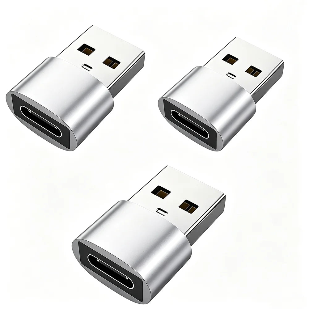 3-Pack USB to USB C Adapter, USB C Female to USB Male Super Fast Charging and OTG Converter Compatible with iPhone 15/14/13/12