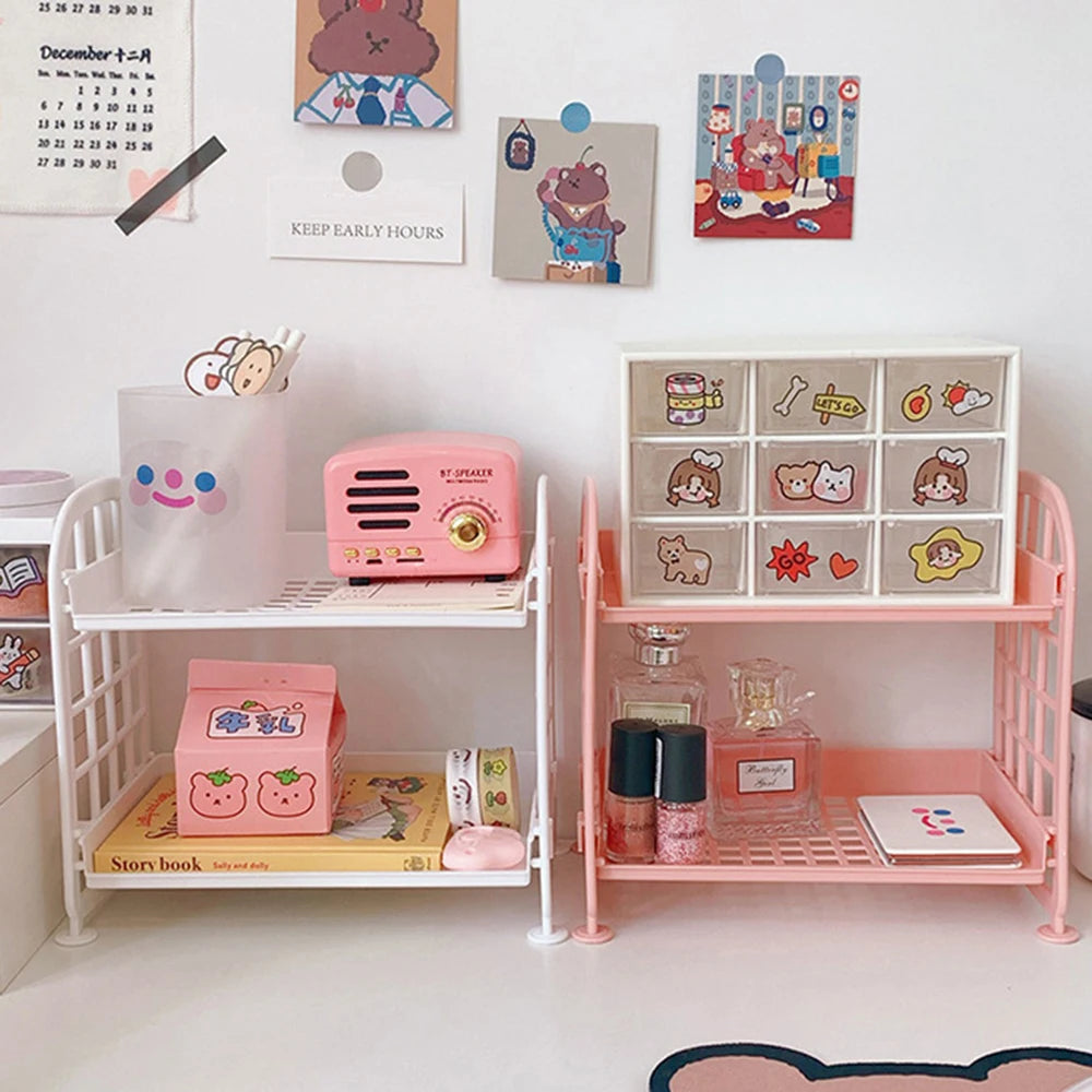 High Appearance Horizontal Desktop Storage Shelf Simple Multi-storey Dormitory Storage Shelf Computer Office Available