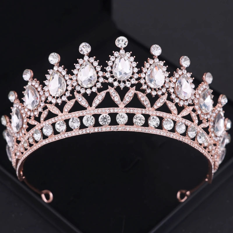 Baroque Vintage Crystal Tiaras And Crowns Rhinestone Queen Pageant Prom Diadem Crown Bridal Wedding Hair Accessories Jewelry