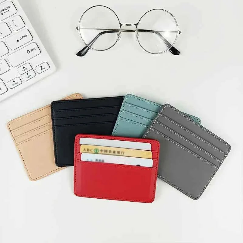 Fashion Slim PU ID Card Bag Credit Card Holder Men's Wallet Women's Wallet Mini Credit Card ID Card Bag Gift
